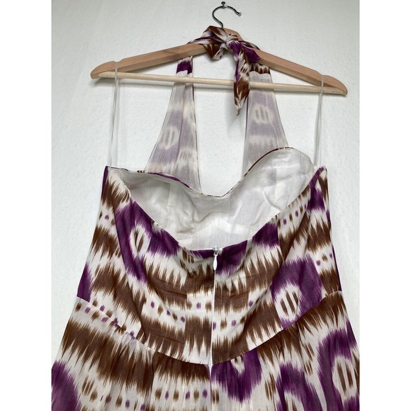 Trina Turk Ikat Geometric Print Halter Women's Cotton Dress Size 6 - Picture 4 of 10